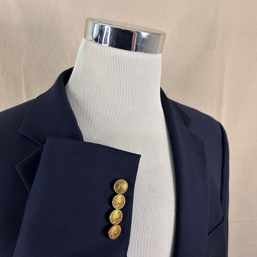 LRL Ralph Lauren 44R Blazer 100% Wool Navy Blue Two Button Lined Vented Formal